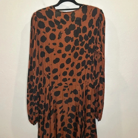MEGAN/RENEE DRAPE TALIA MAXI DRESS BROWN BLACK ANIMAL PRINT NEW WITHOUT TAGS - Picture 6 of 8